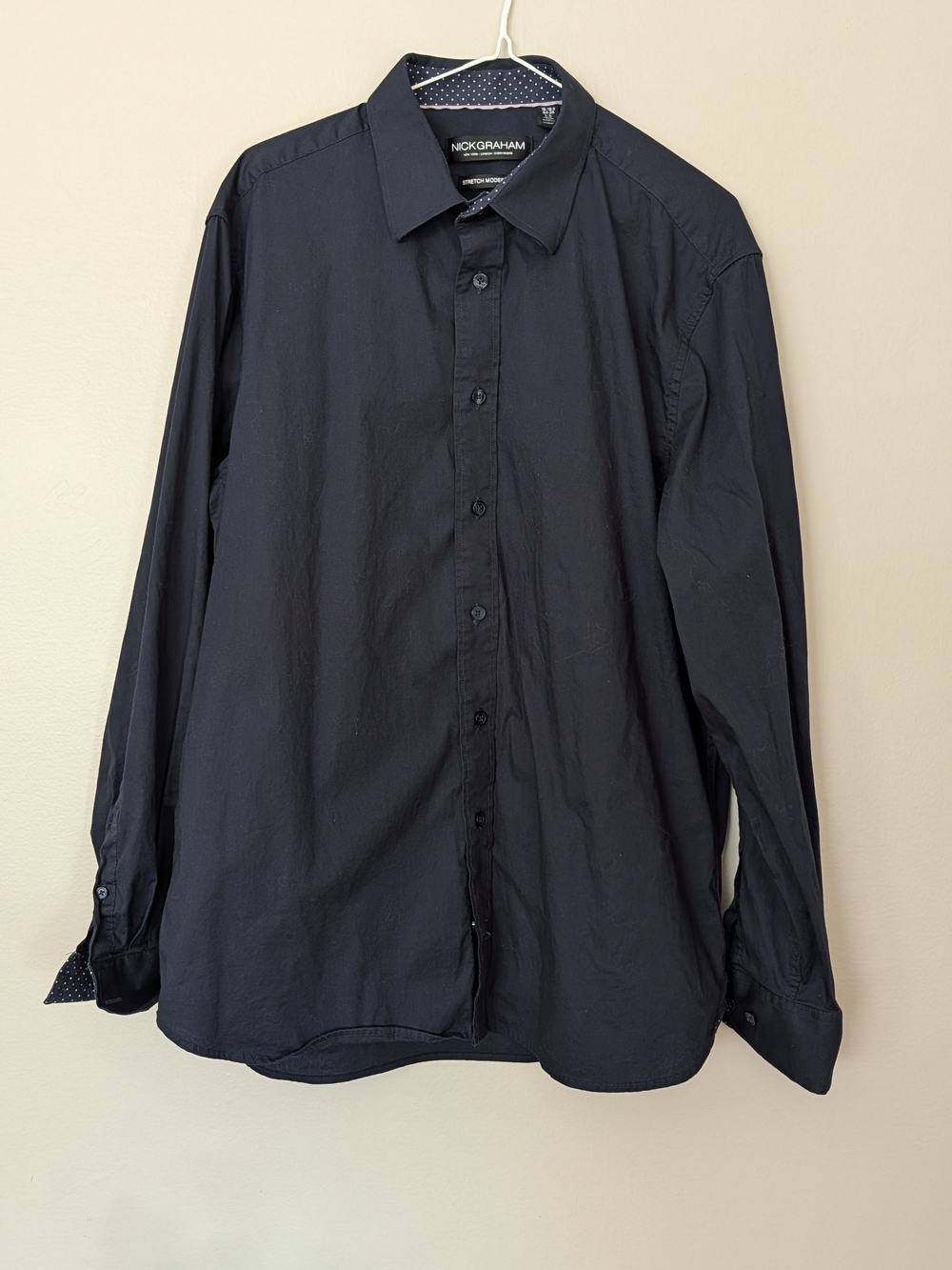 Nick Graham Men’s Long-Sleeve Deep Navy Button-Up Dress Shirt